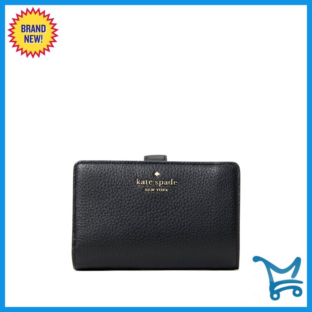 Pebbled Leather Medium Compact Bifold Wallet With Card Slots